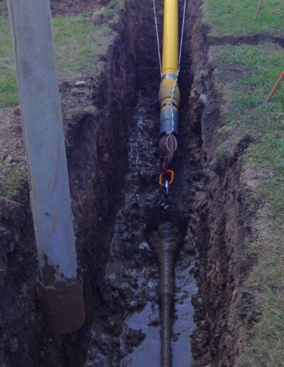 Utility lines being installed via directional drilling