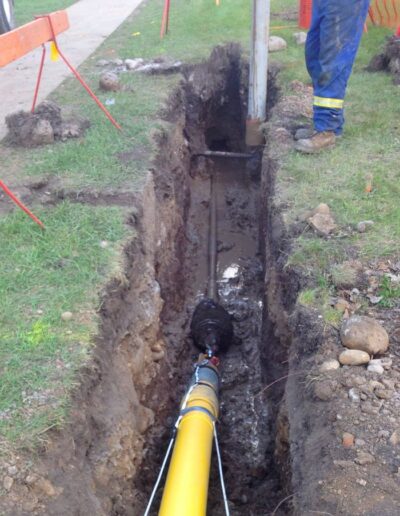 Utility lines being installed via directional drilling