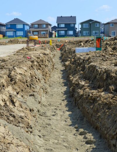 a trench created for installation of utility lines